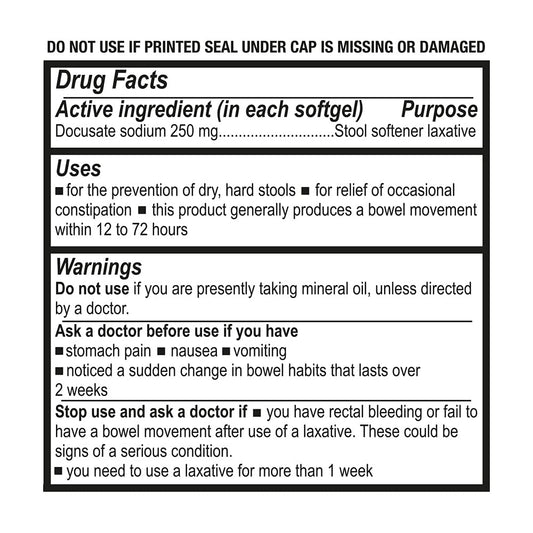 Puregen Labs Docusate Sodium supplement facts label