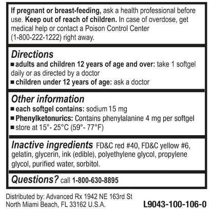 Puregen Labs extra strength stool softener packaging details