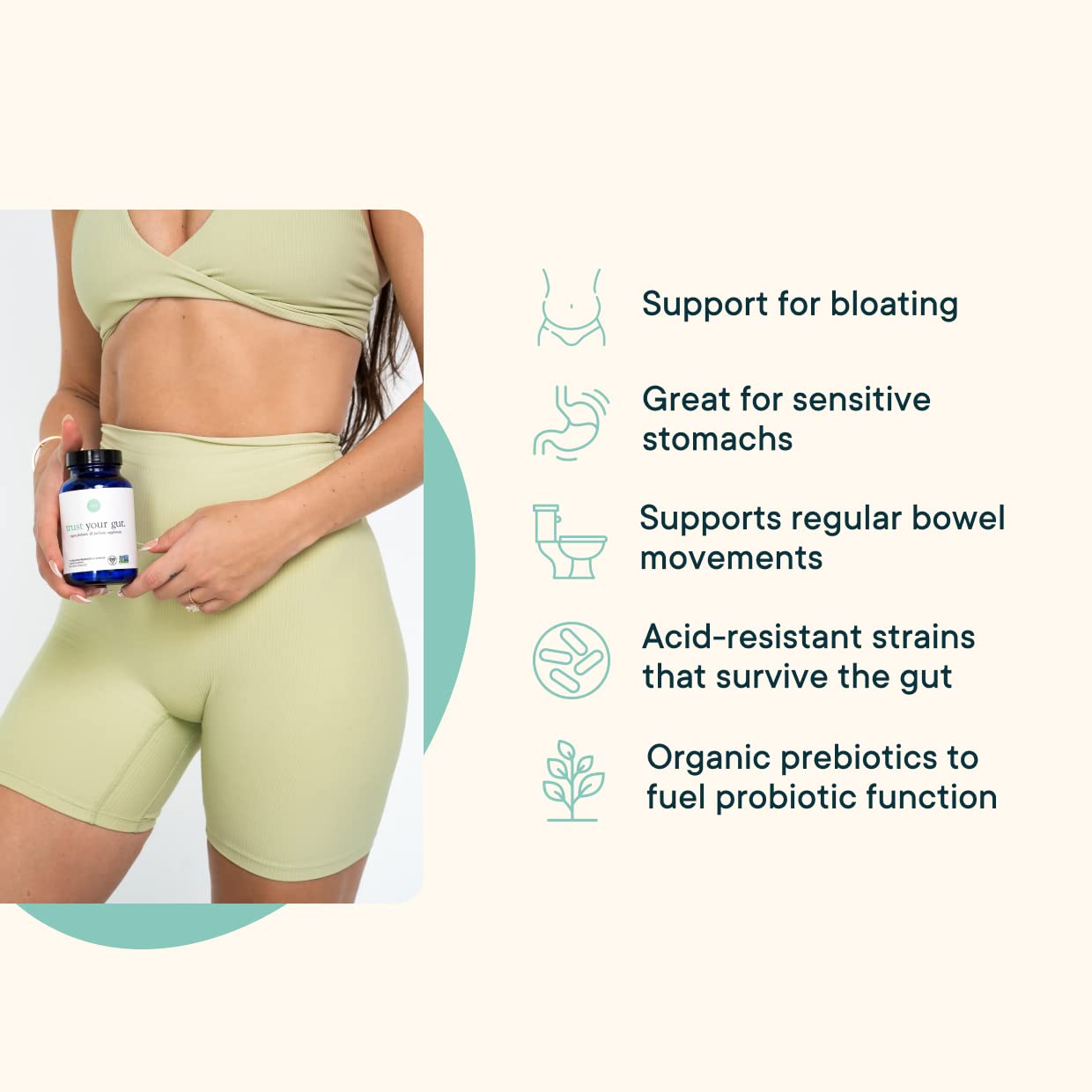 Ora Organic probiotic and prebiotic supplement sixty capsules bottle showing organic certification.