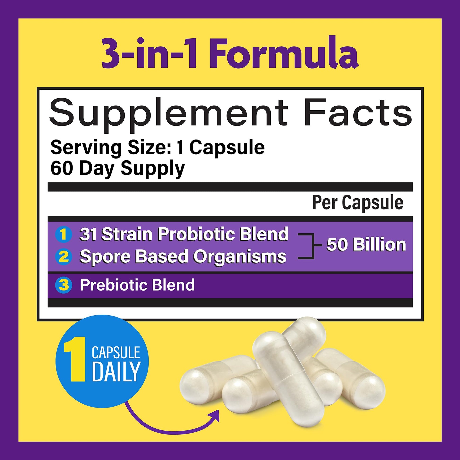 Side view of InnovixLabs premium multi strain dietary capsules highlighting the acid resistant delayed release formula.