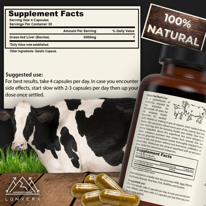 Lonvera grass finished beef liver capsules packaging graphic details