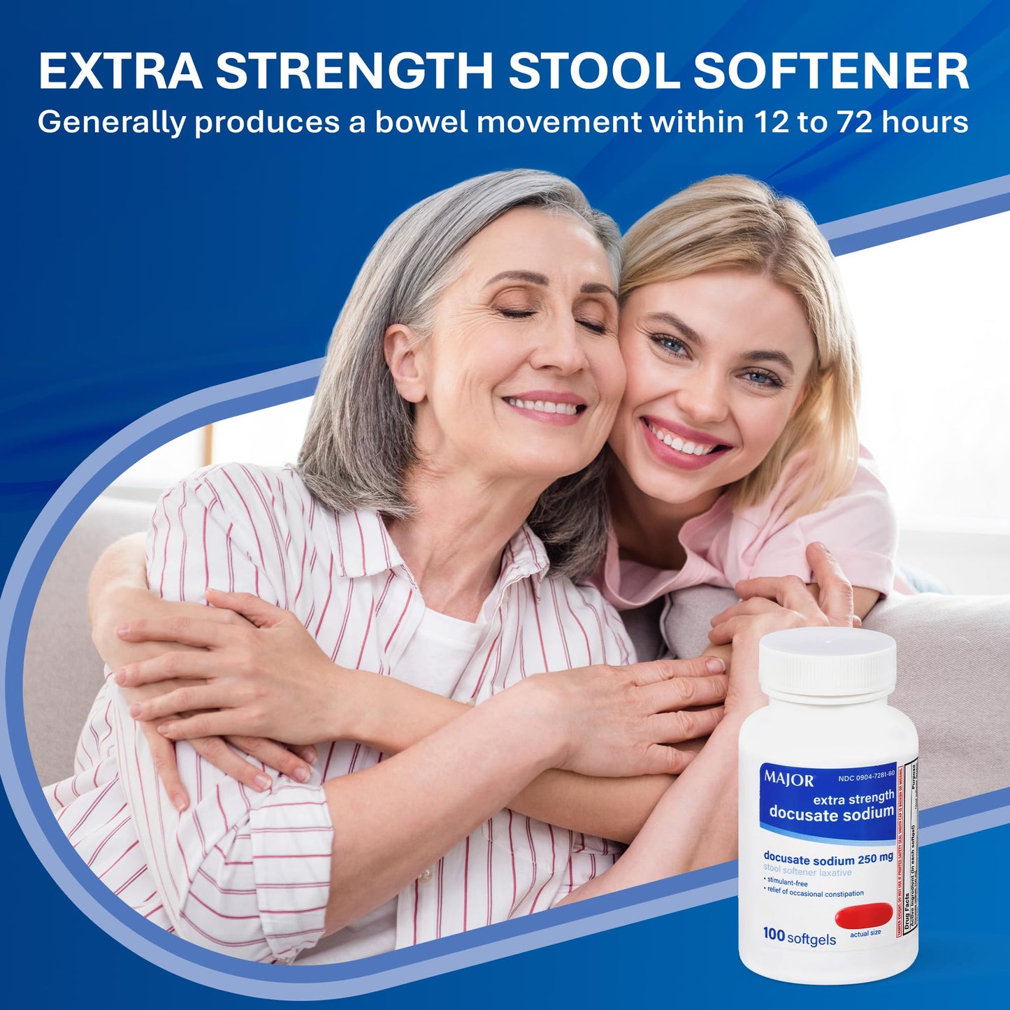 Two pack bundle of Major Docusate Sodium 250 mg softgels