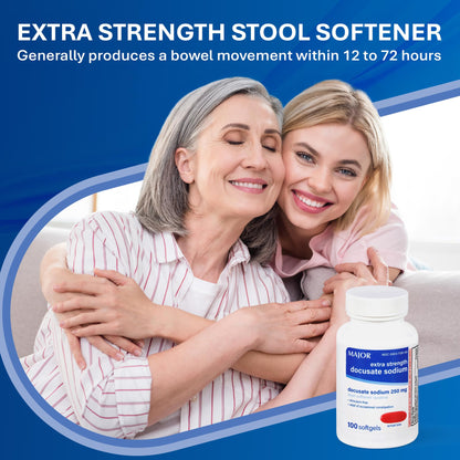 Two pack bundle of Major Docusate Sodium 250 mg softgels
