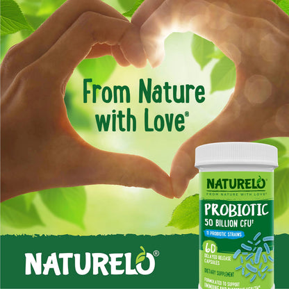 Naturelo daily probiotic 60 count supplement package for optimal nutrient absorption