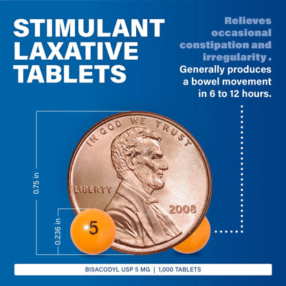 Close up of comfort coated bisacodyl tablets