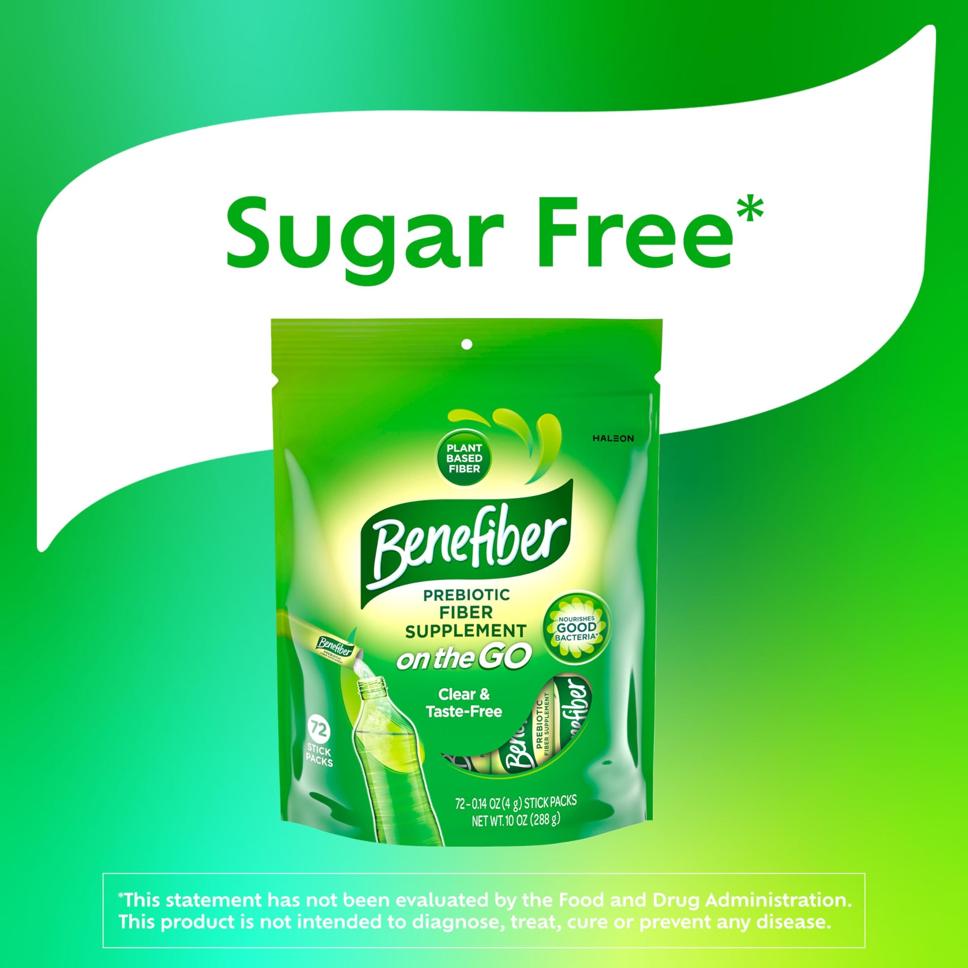 Close up of Benefiber 72 count prebiotic fiber packaging
