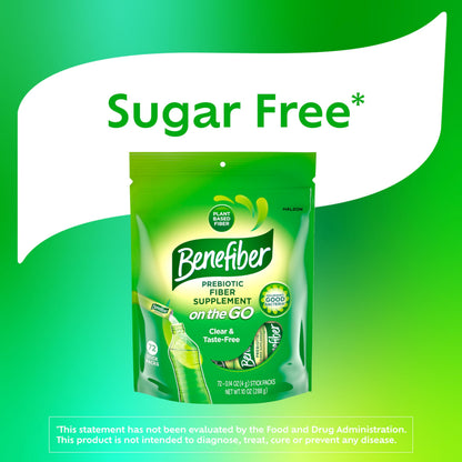 Close up of Benefiber 72 count prebiotic fiber packaging