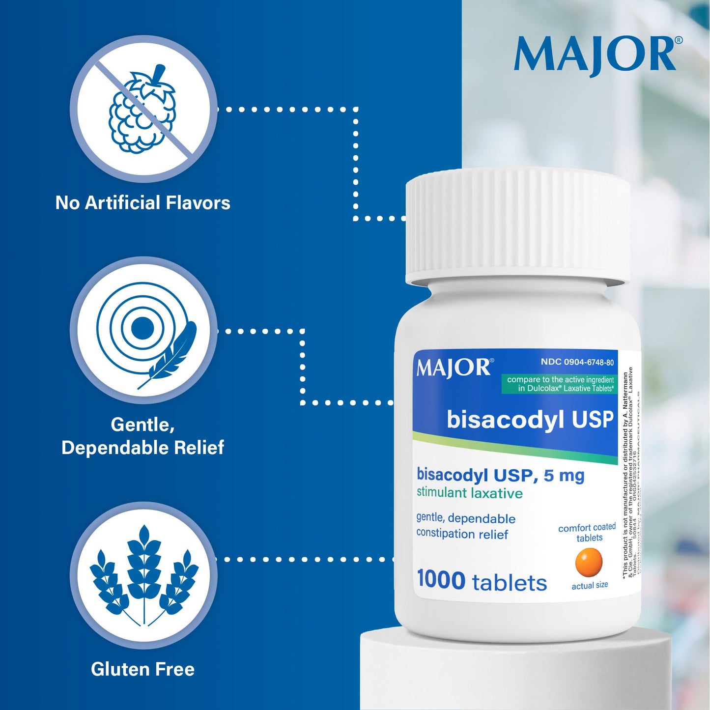 Major Bisacodyl stimulant laxative label details