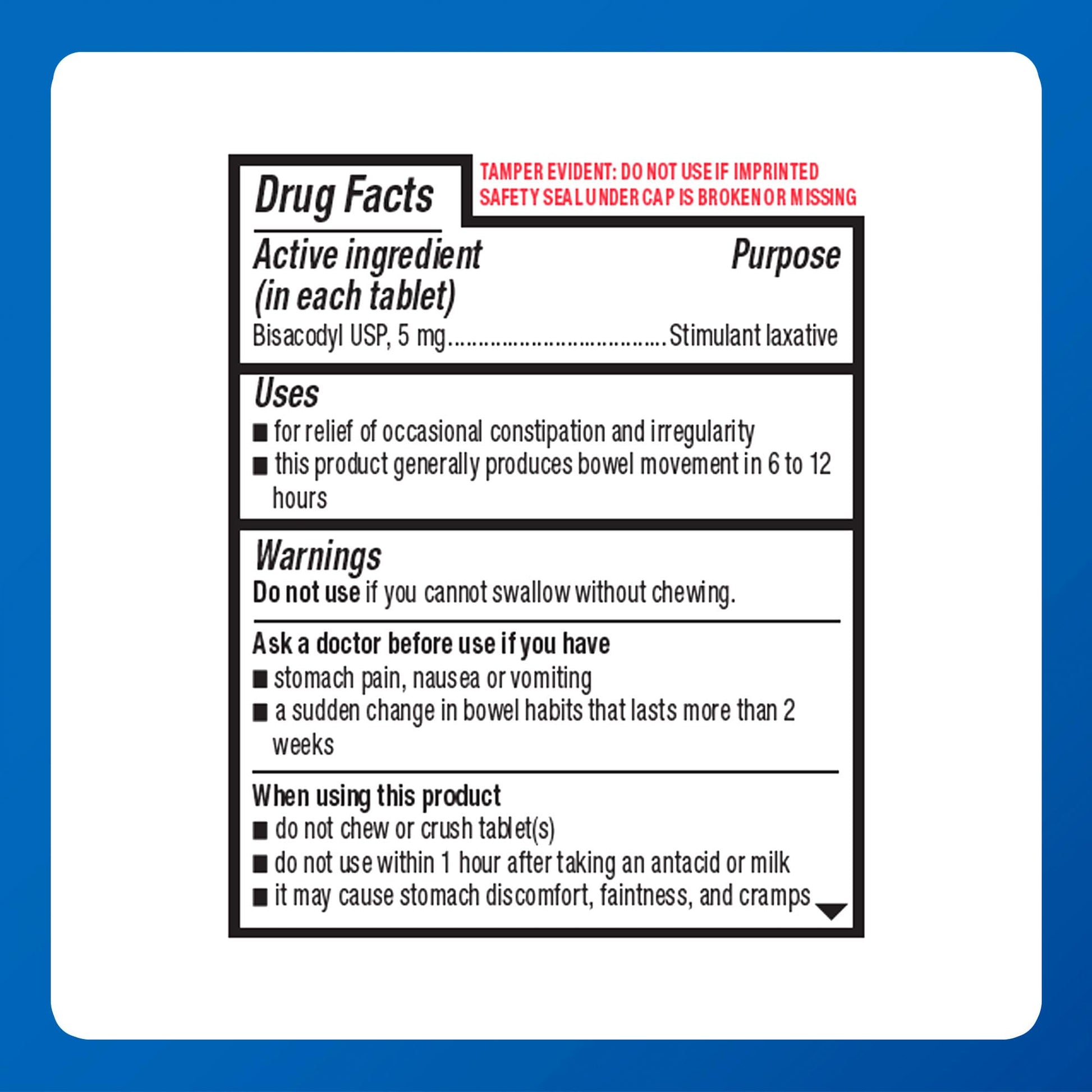 Authentic USA imported Major Bisacodyl 5 mg bottle