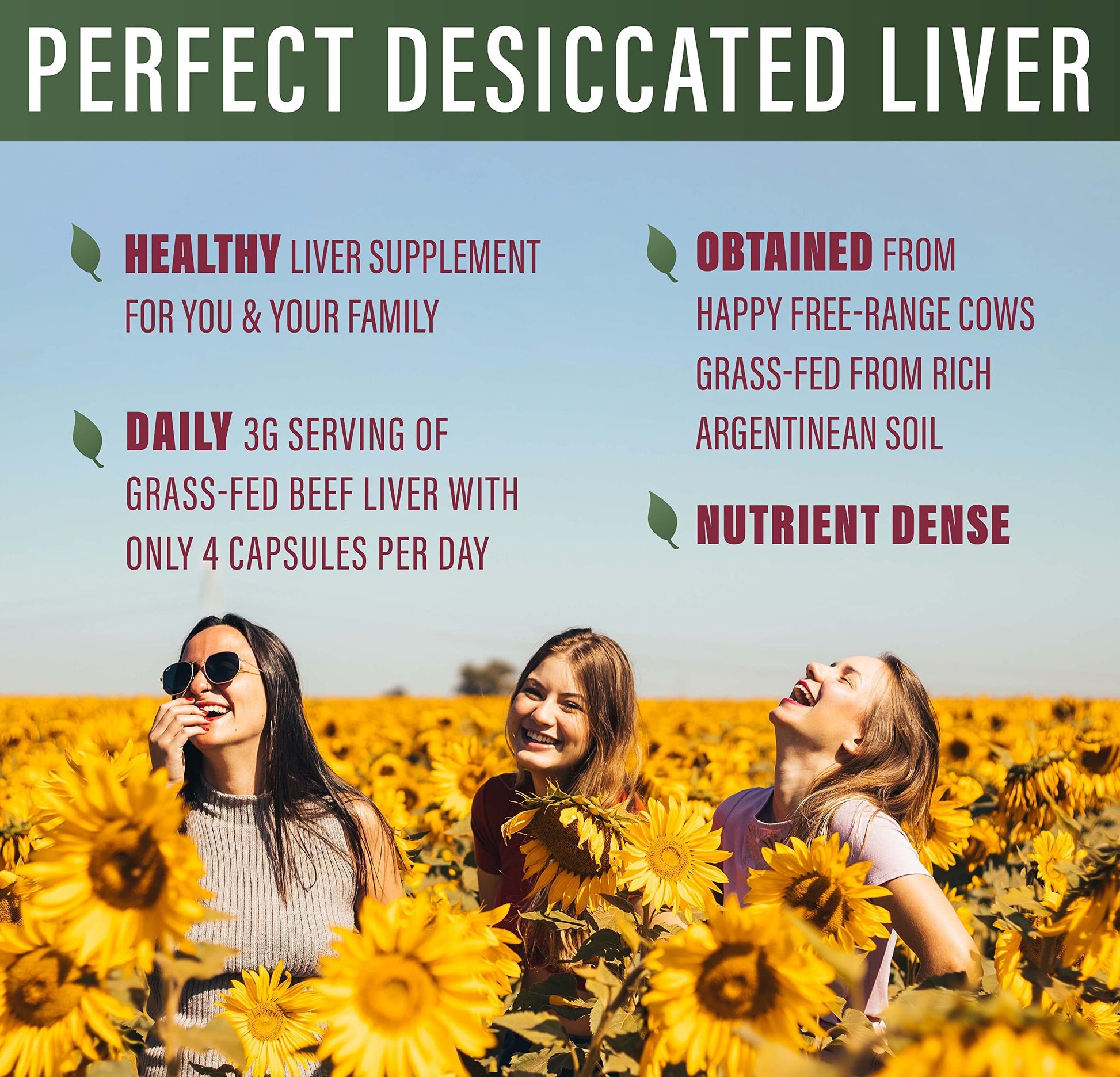Perfect Supplements non GMO hormone free beef liver 120 capsules display