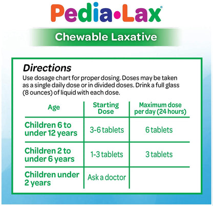 Pedia-Lax watermelon flavored chewable tablets for kids