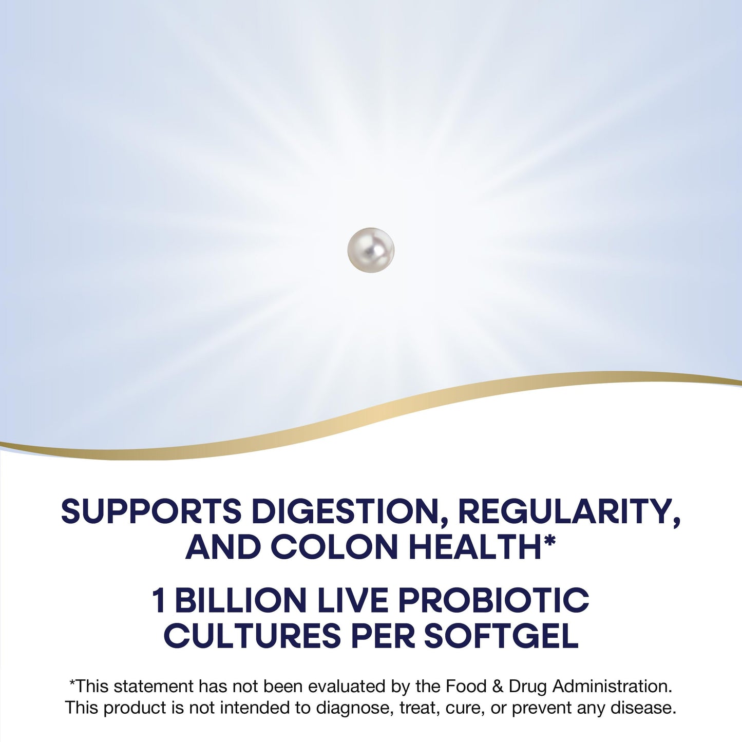 Imported USA gut health supplement softgels side view with product benefits label
