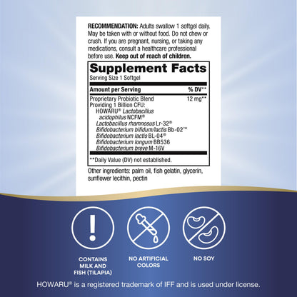 Premium triple layer probiotic softgels for occasional bloating and constipation relief