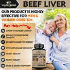 Wholesome Wellness Grass Fed Beef Liver 180 count capsule close up