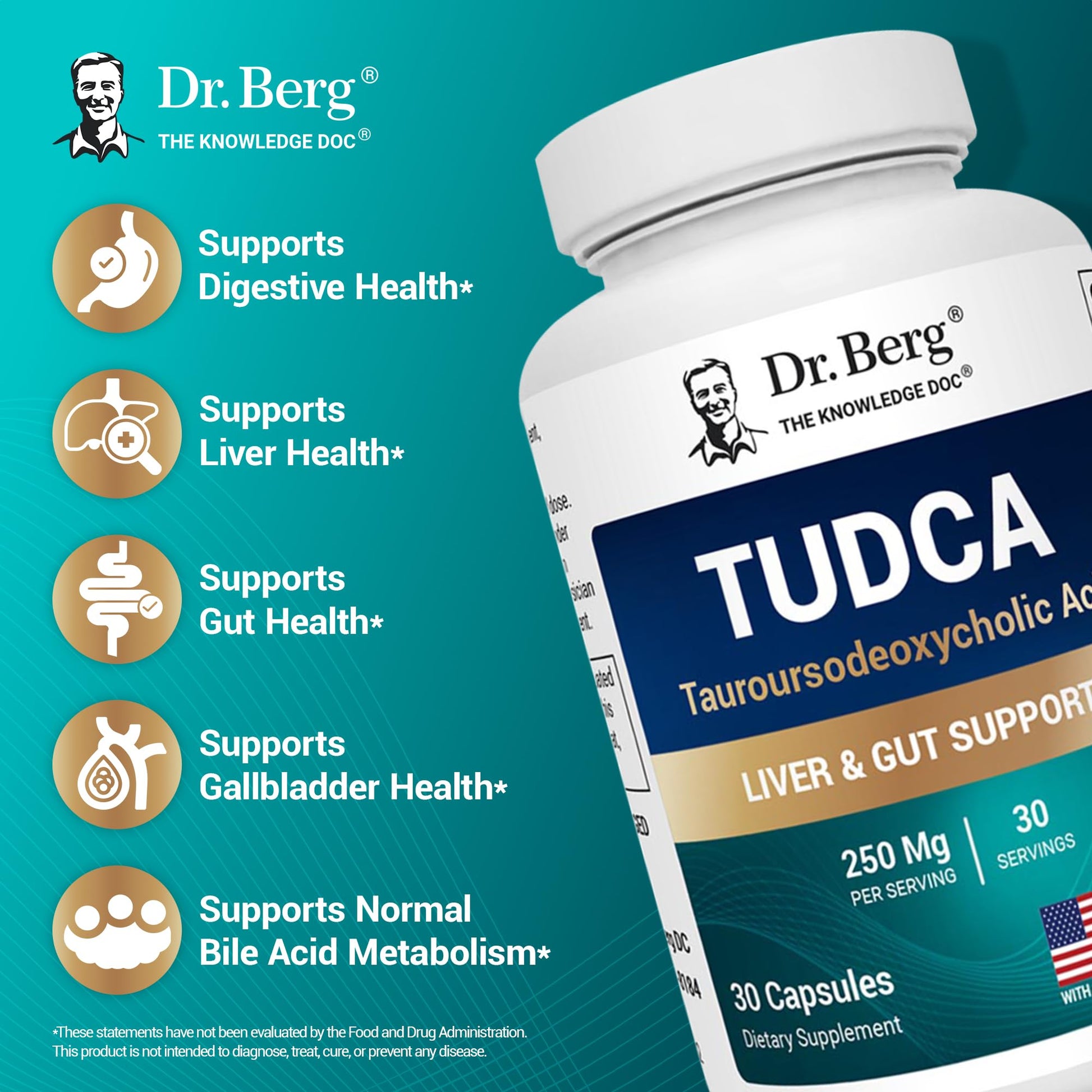 Dr. Berg TUDCA capsule close up authentic imported USA wellness product
