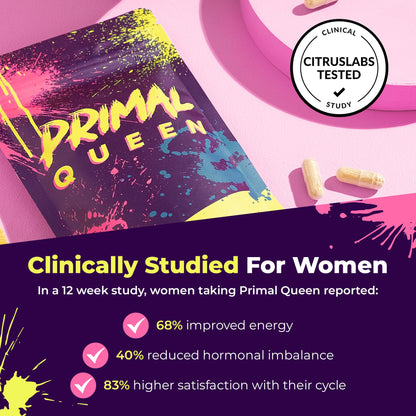 Back label of Primal Queen women supplement displaying grass fed Argentinian cattle sourcing details