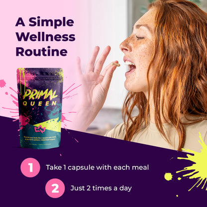 Primal Queen female optimized superfood supplement showcasing the clean zero antibiotics seal