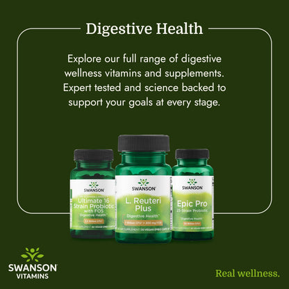 Swanson advanced probiotic with NutraFlora scFOS highlighting lower GI tract release benefits.