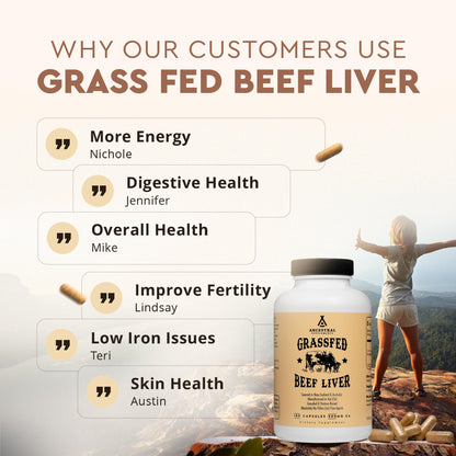 New Zealand pasture raised bovine liver dietary supplement bottle side view