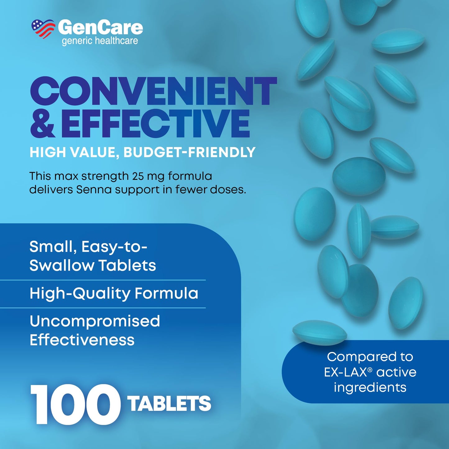 Side view of GenCare digestion pills bottle packaging