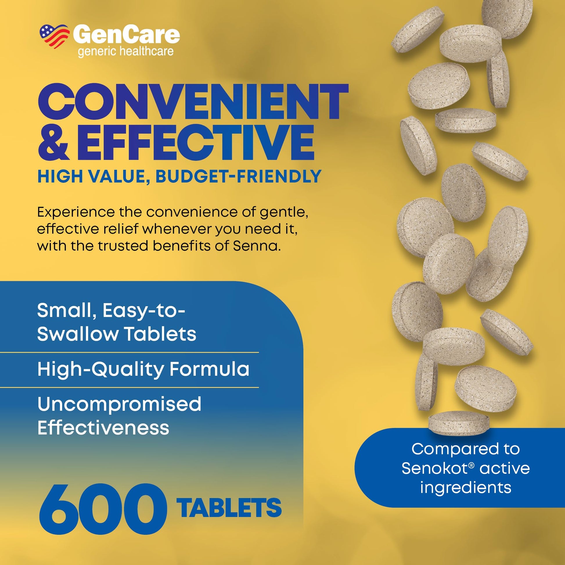 Side label of GenCare Senna Laxative showing directions