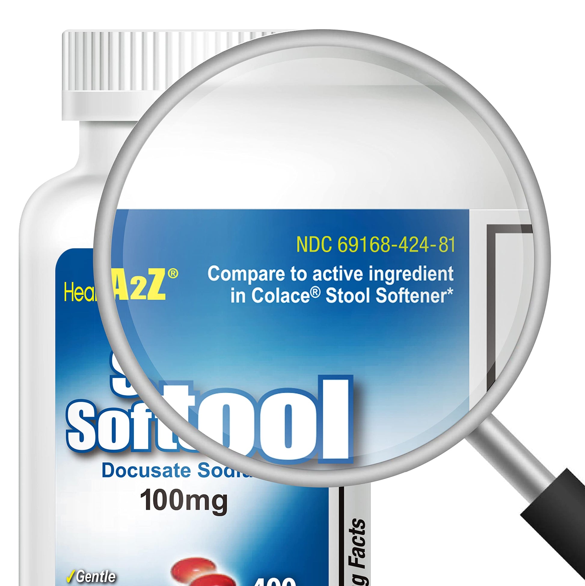 HealthA2Z docusate sodium 400 count bottle label details