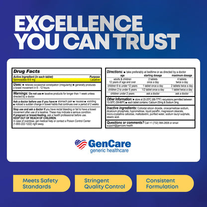 Close up of GenCare Senna Laxative natural ingredient label