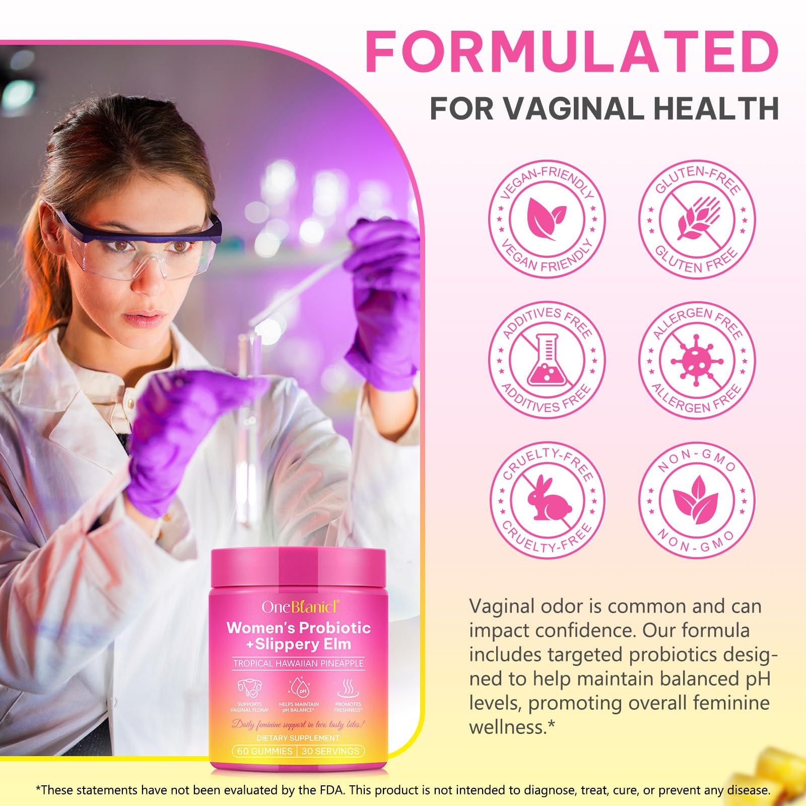 BnHUlMXw feminine probiotic gummies tropical pineapple flavor nutritional facts label panel