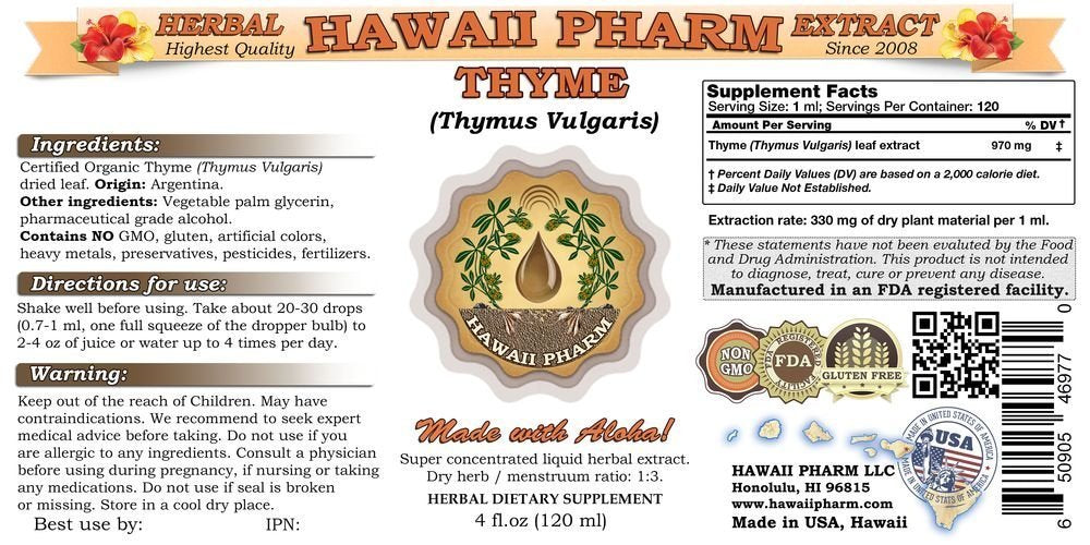 Concentrated herbal tincture supplement bottles by Hawaii Pharm for respiratory health