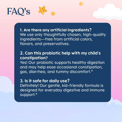 Lovebug probiotic chewables for age four and older showing detailed ingredient listings and usage directions.