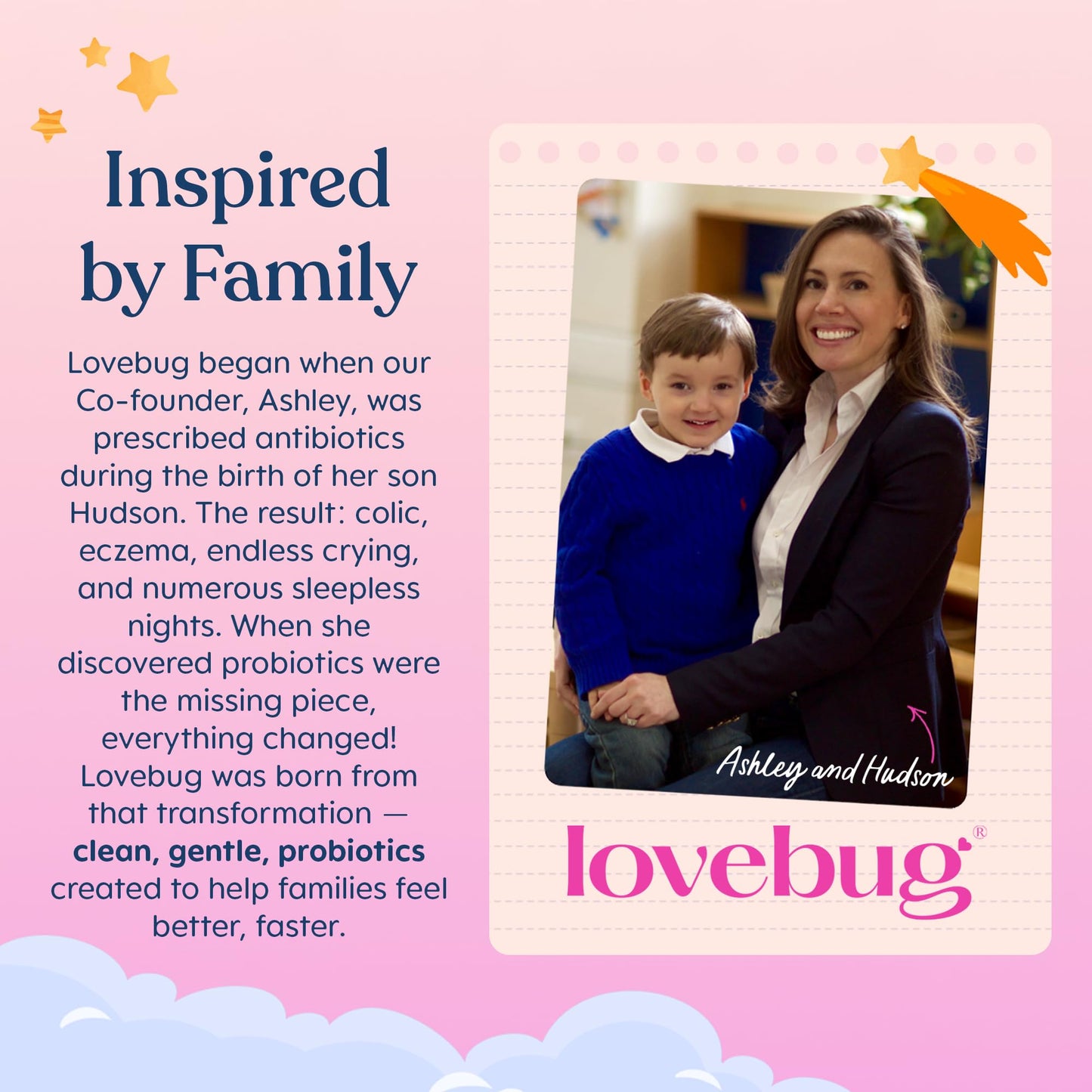 Lovebug non GMO vegan kids digestive system balance formula packaging top view showing product safety seal.