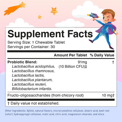 Lovebug daily children immune function support berry flavor tablets showcasing the premium bottle design.