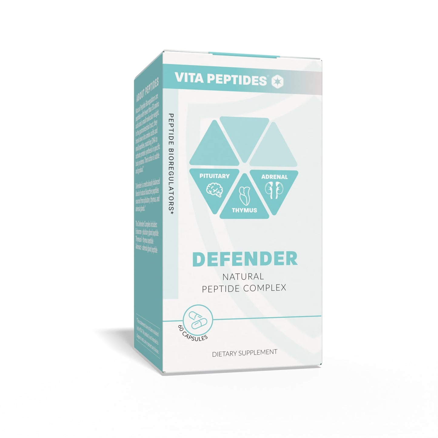 Vita Peptides Defender premium USA imported pituitary and thymus support capsules bottle display