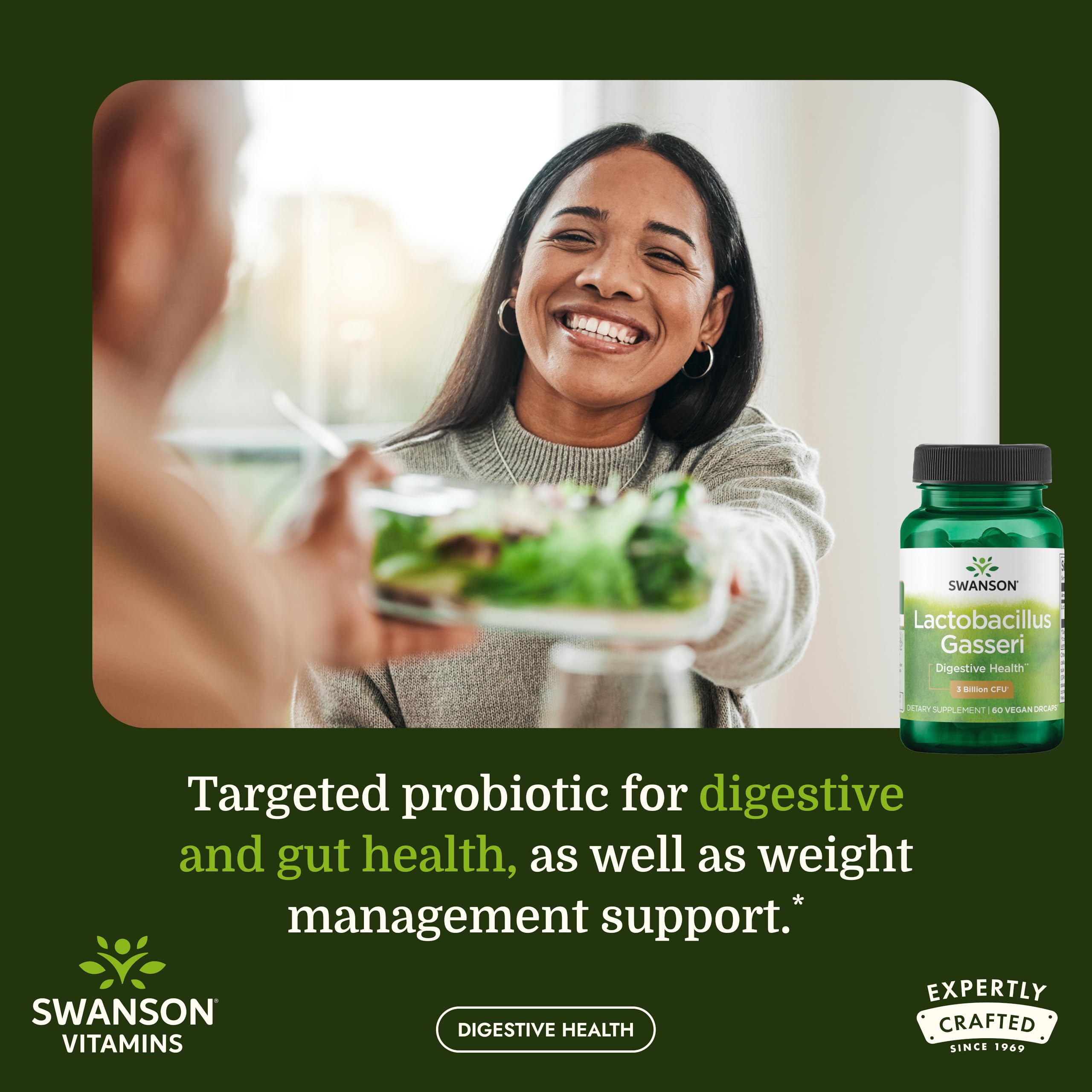 Swanson Lactobacillus Gasseri 3 billion CFU vegetarian capsules supplement facts and ingredient list