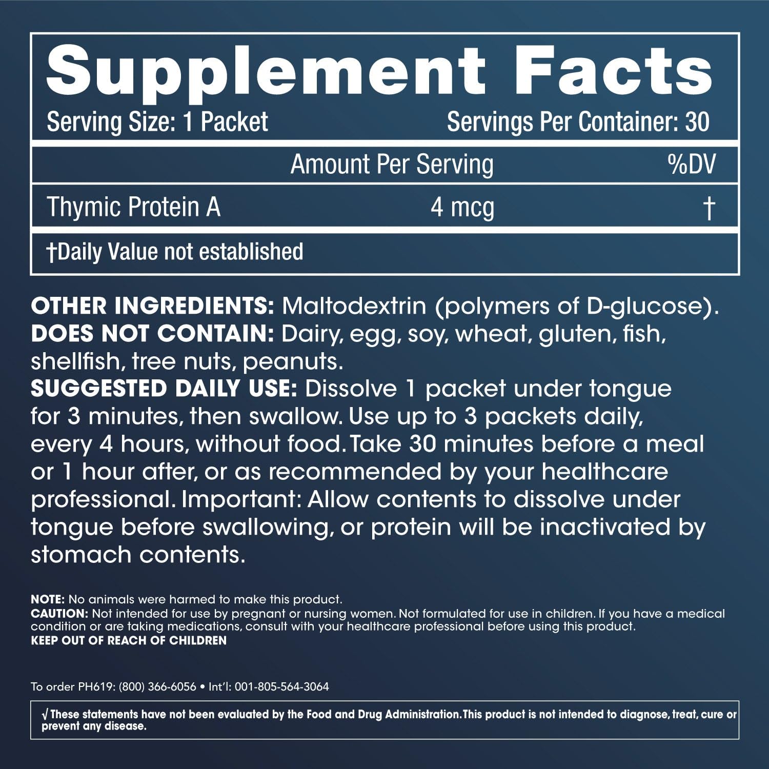 ProHealth ThymusPro sublingual powder packets display for advanced T-cell production and cellular defense
