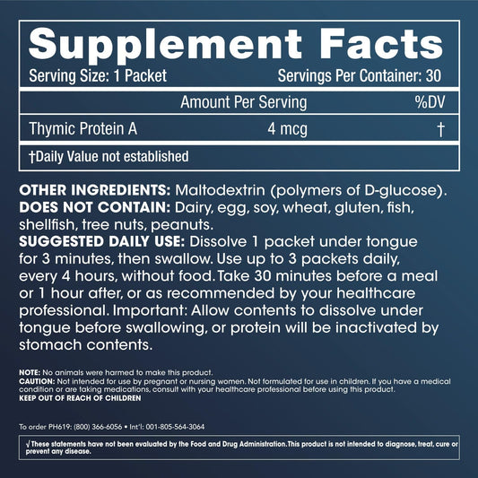 ProHealth ThymusPro sublingual powder packets display for advanced T-cell production and cellular defense