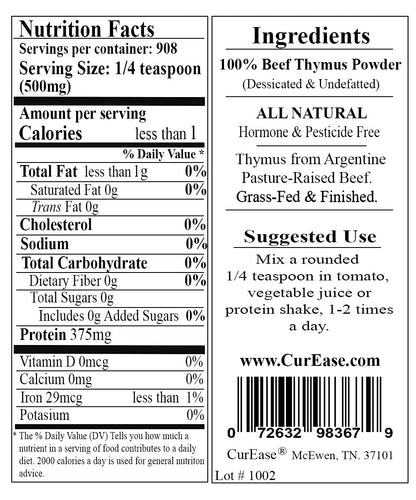 CurEase authentic imported USA source clean dietary wellness thymus powder for natural defense