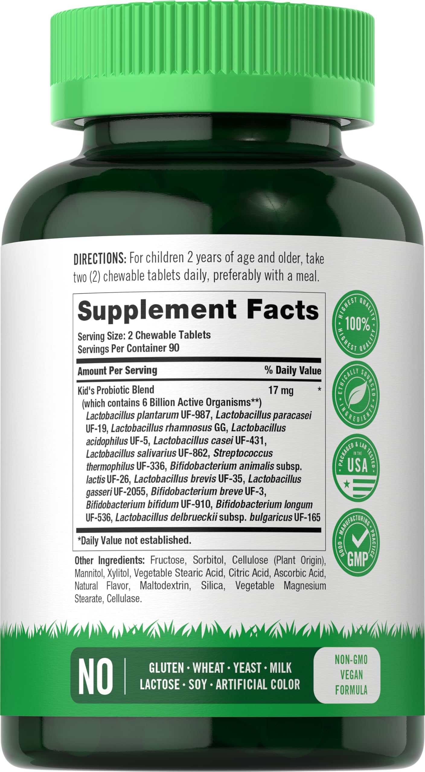 Carlyle kids digestive health supplement raspberry flavor product label facts
