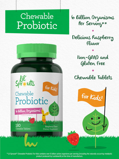 Six billion CFUs kids probiotic chewable supplement bottle seals