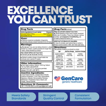 GenCare Senna-S 200 tablets bottle for digestive health support