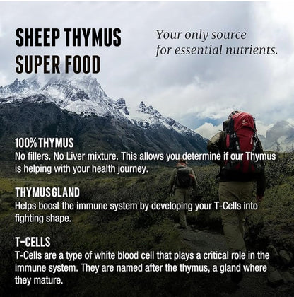 Back label view of One Earth Health Thymus Glandular indicating no fillers and clean ingredients.
