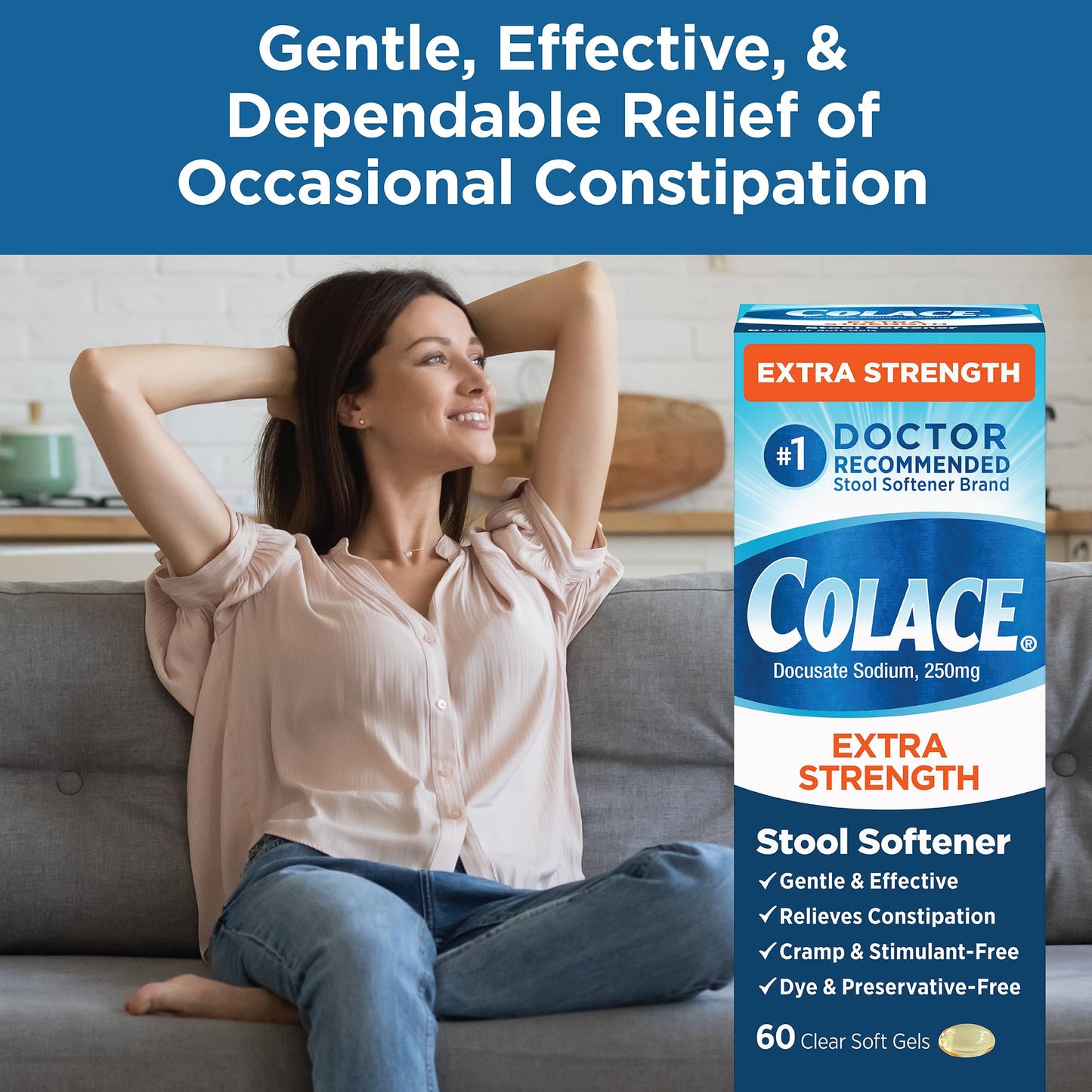 Colace Extra Strength Stool Softener bottle side view