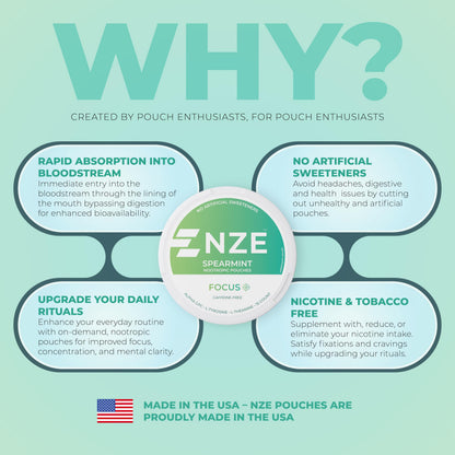 Nze spearmint flavor nootropic pouches lifestyle display
