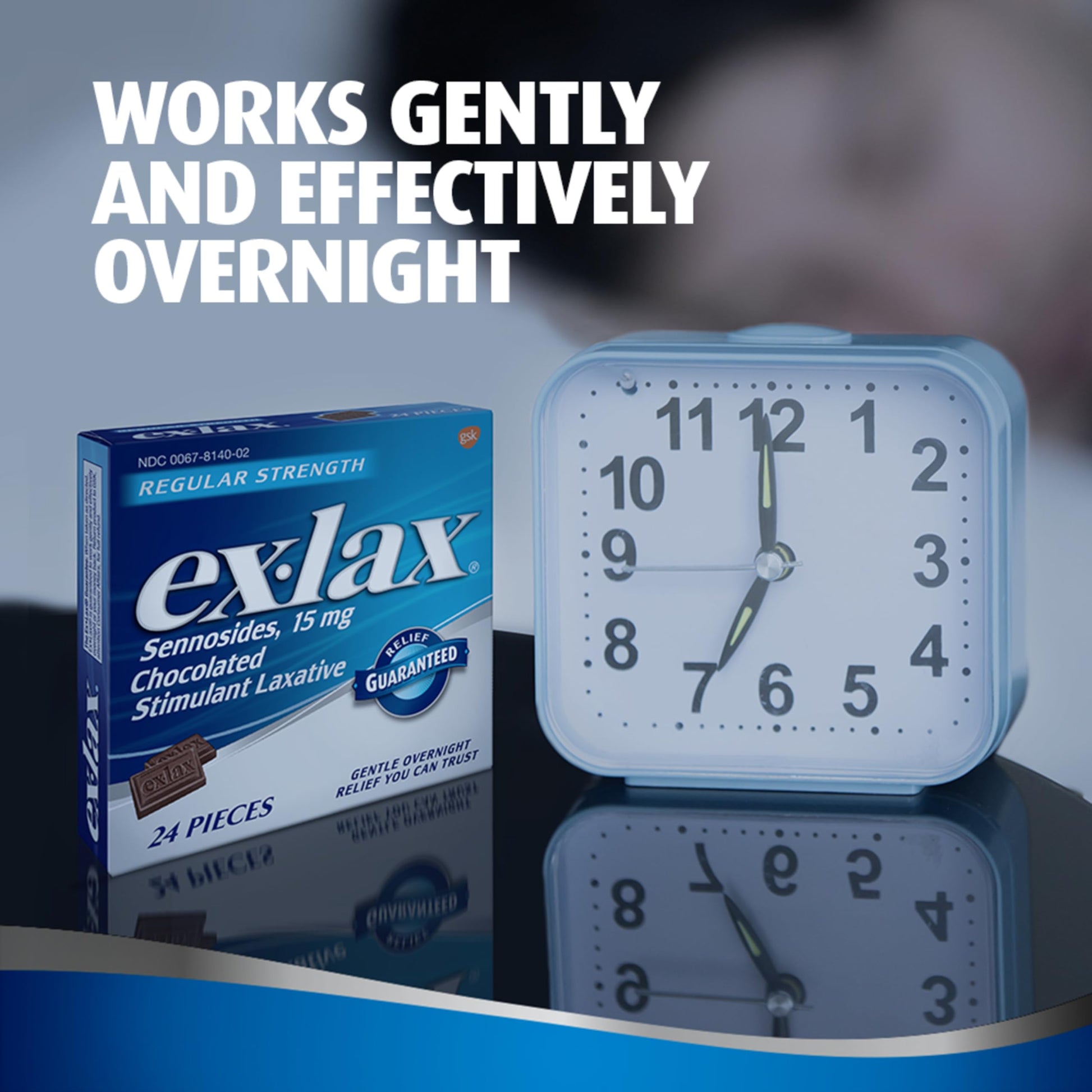 Ex-Lax 15 milligrams sennosides stimulant laxative box side view