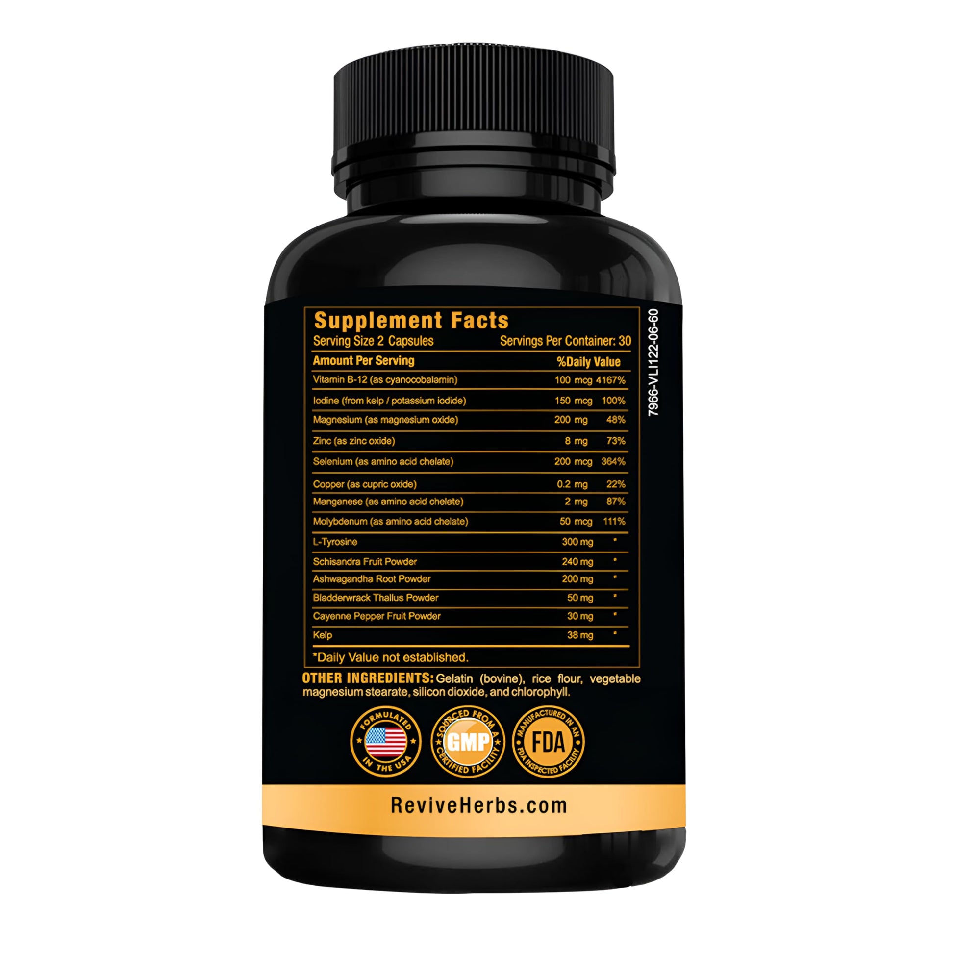Revive Herbs Thyroid Support ashwagandha and iodine capsule ingredients