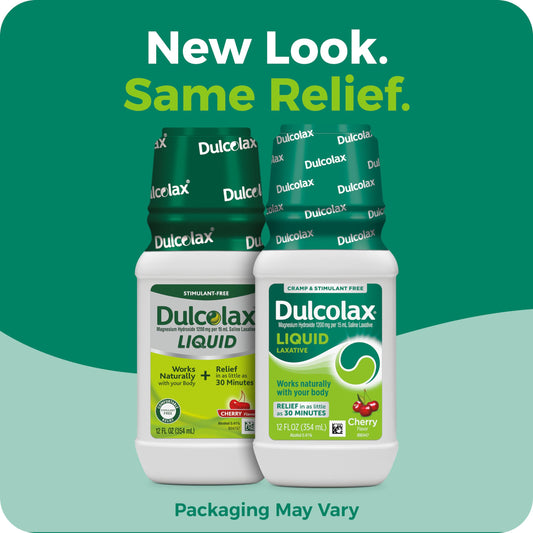 Dulcolax liquid laxative packaging highlighting 30 minute relief