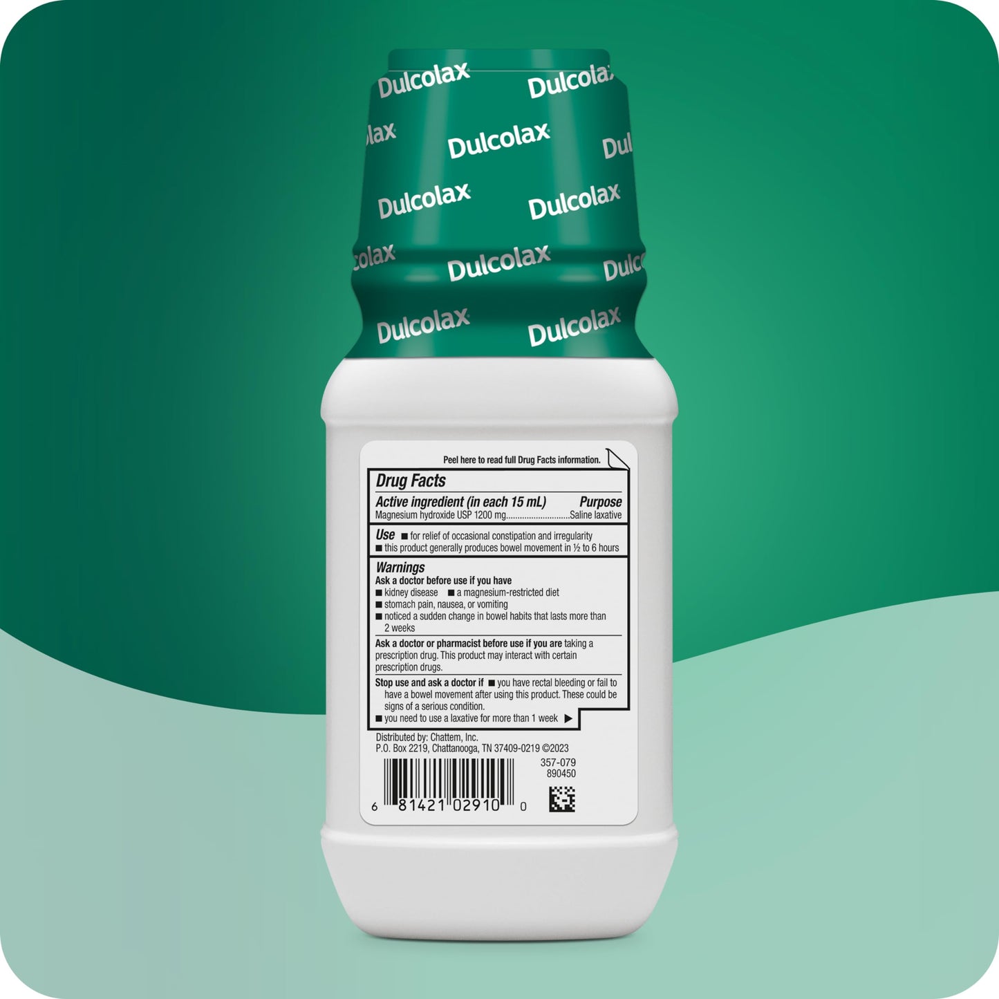 Close up of Dulcolax cherry flavor liquid label and active ingredients