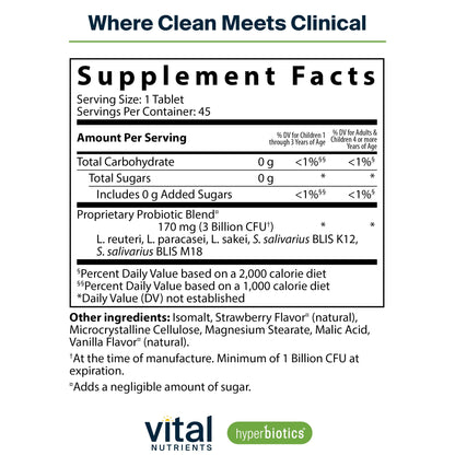 Hyperbiotics children oral probiotic supplement for ear nose and throat health