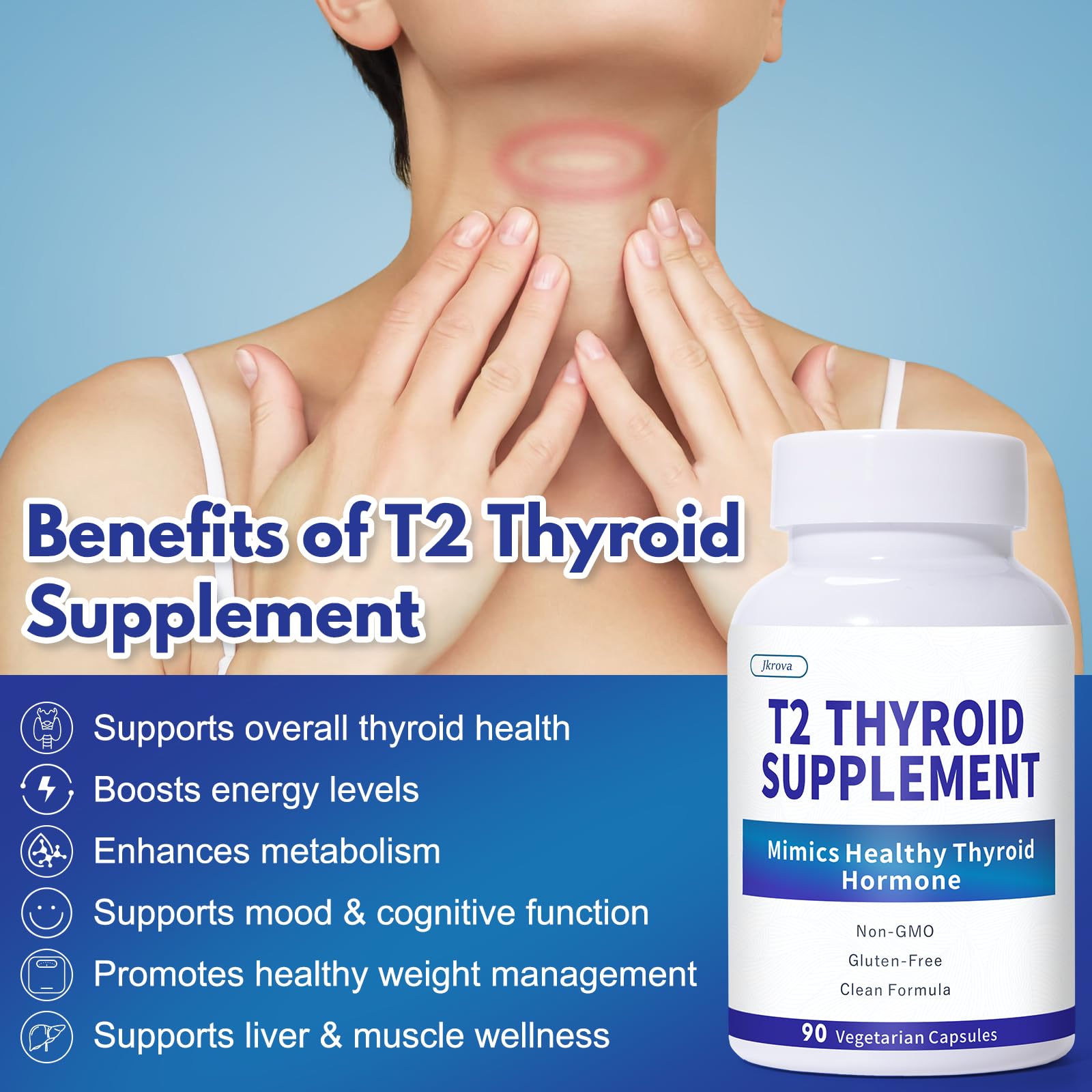 Dr Westin Childs T2 Thyroid supplement showing 90 capsules label details
