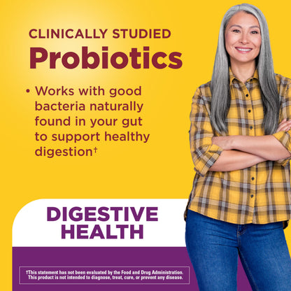 Back label of Nature Made ultra strength probiotic gummies showing nutritional facts and dosage.